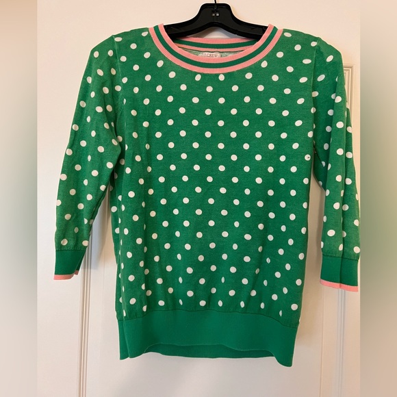 J crew Green polka dot sweater - Picture 1 of 3